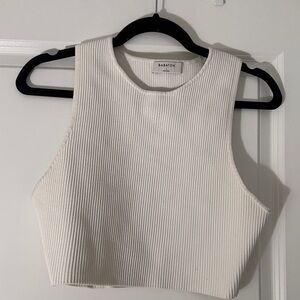 Babaton Cream Ribbed Crop Top